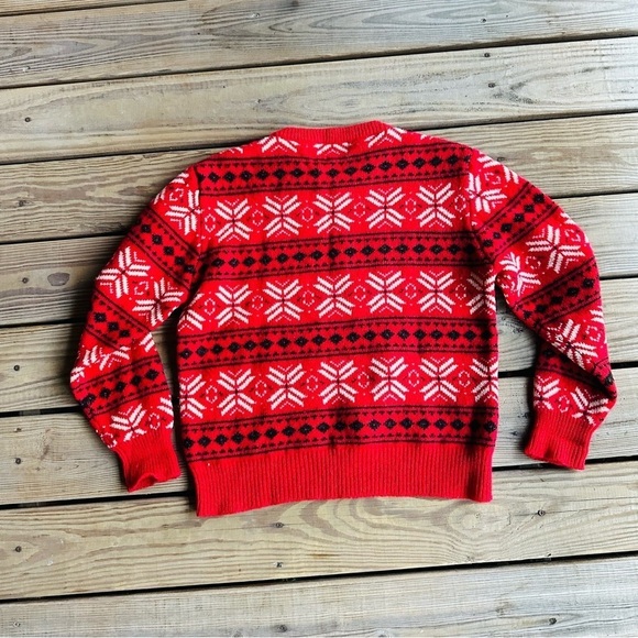 The Woolrich Woman Vintage Wool Sweater Red White Black Knit Crewneck 80s 90s - Picture 11 of 11